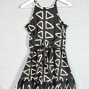 Corey Lynn Calter Black and Cream Triangle Midi Dress